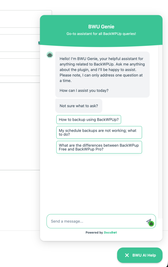 BWU Genie Chat Window