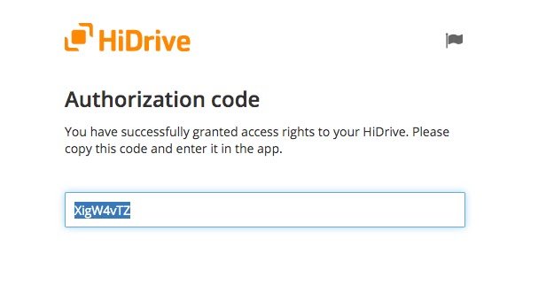 HiDrive Authorization code generation